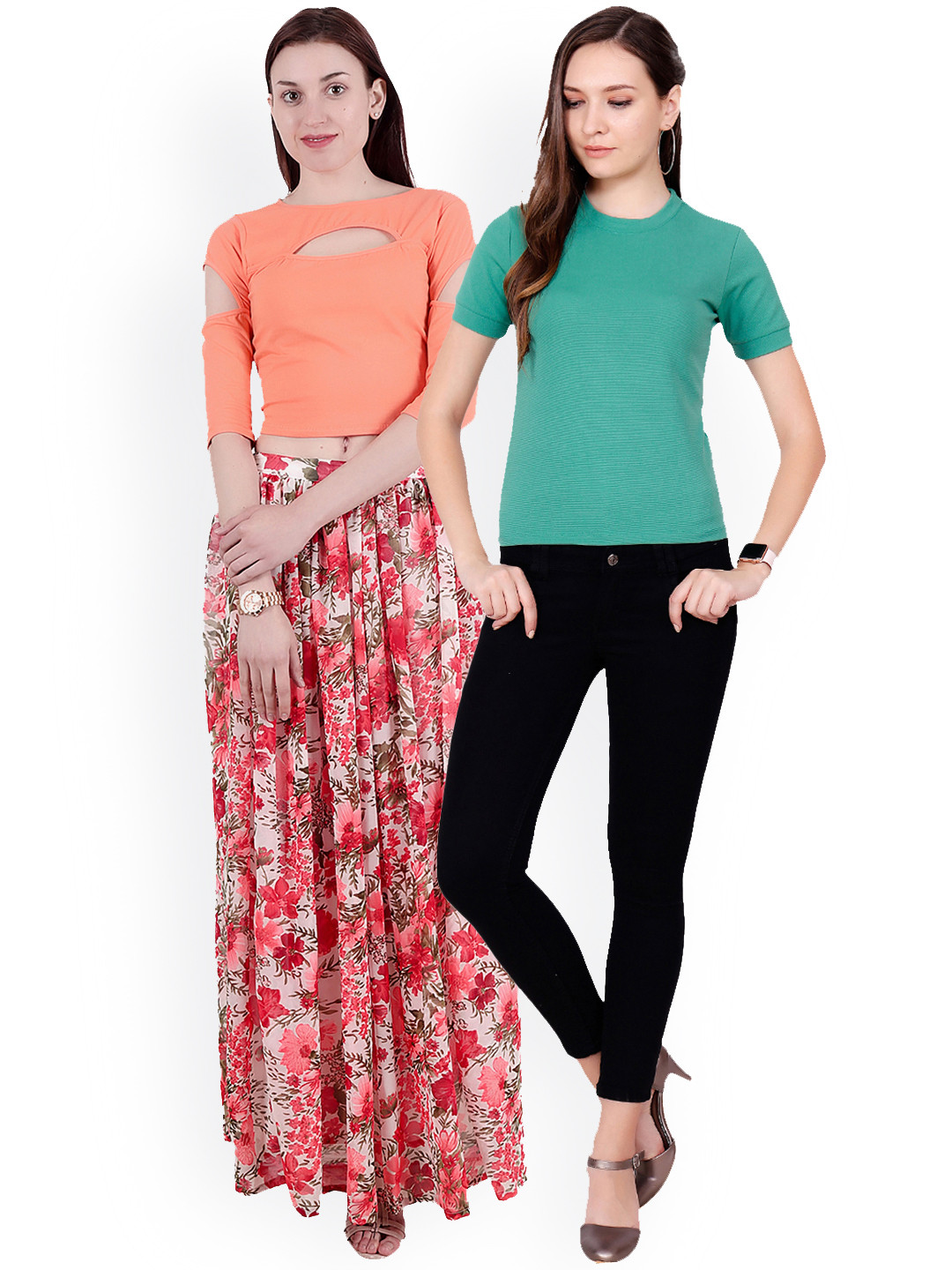 

Scorpius Women Pack of 2 Solid Tops, Orange
