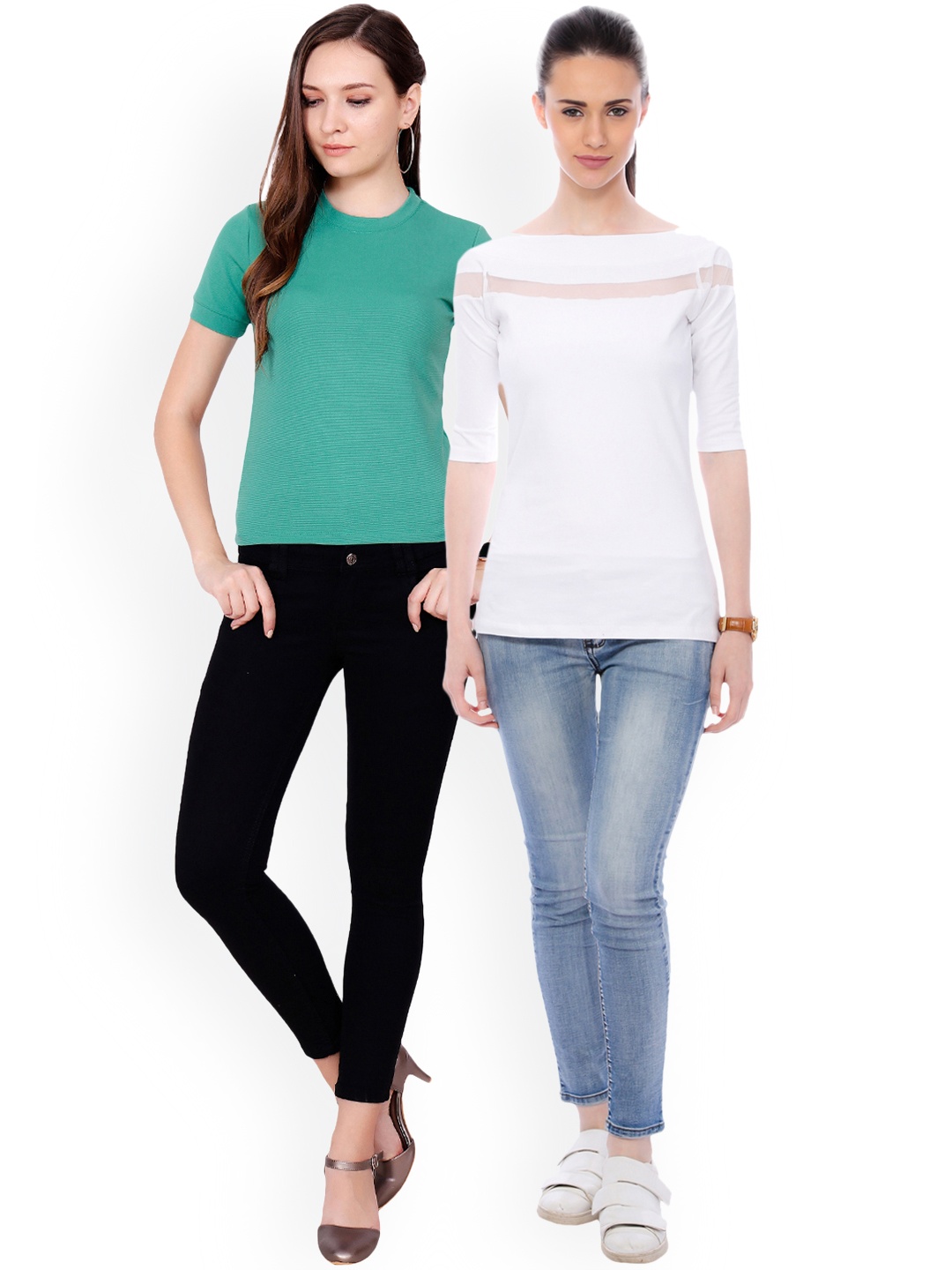 

Scorpius Women Pack of 2 Pure Cotton Tops, White