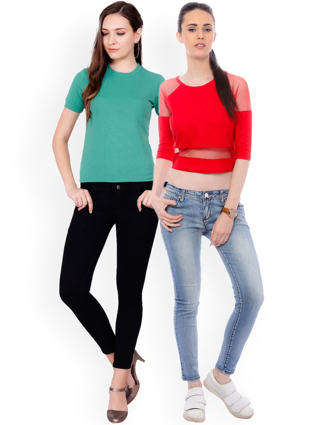 

Scorpius Women Pack of 2 Pure Cotton Tops, Red