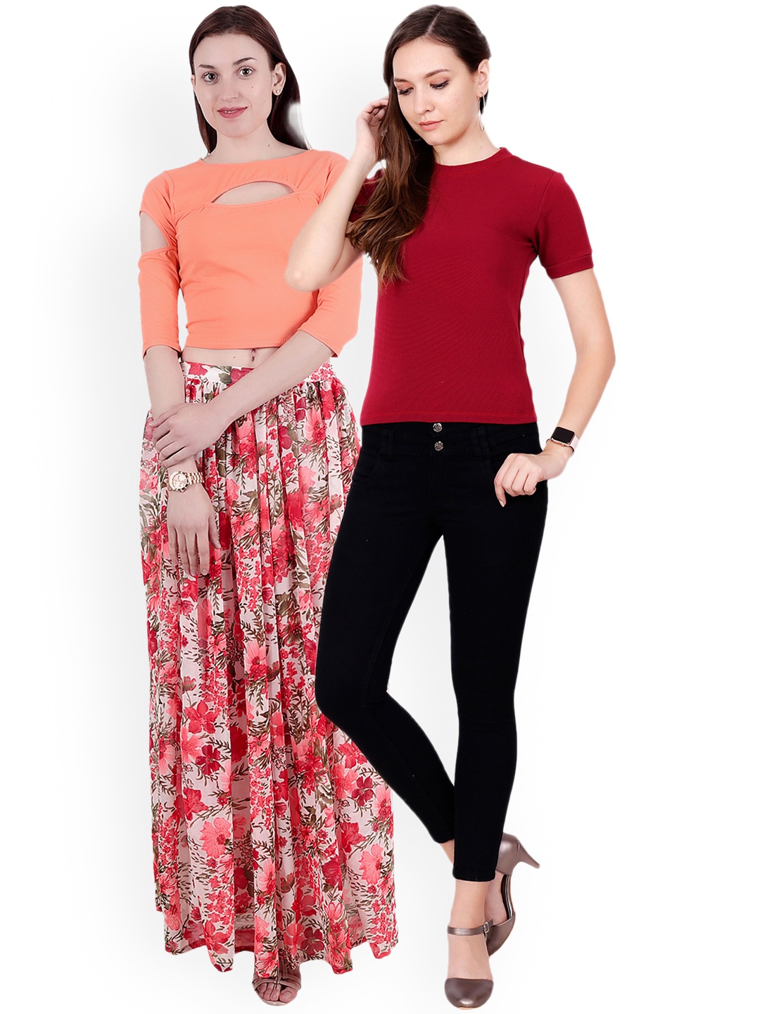 Scorpius Women Pack of 2 Tops, Orange