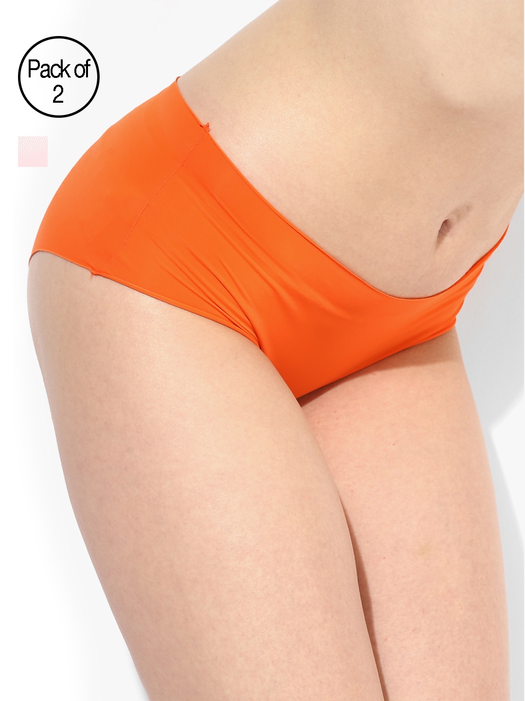 

Candyskin Women Pack of 2 Solid Seamless Hipsters, Orange