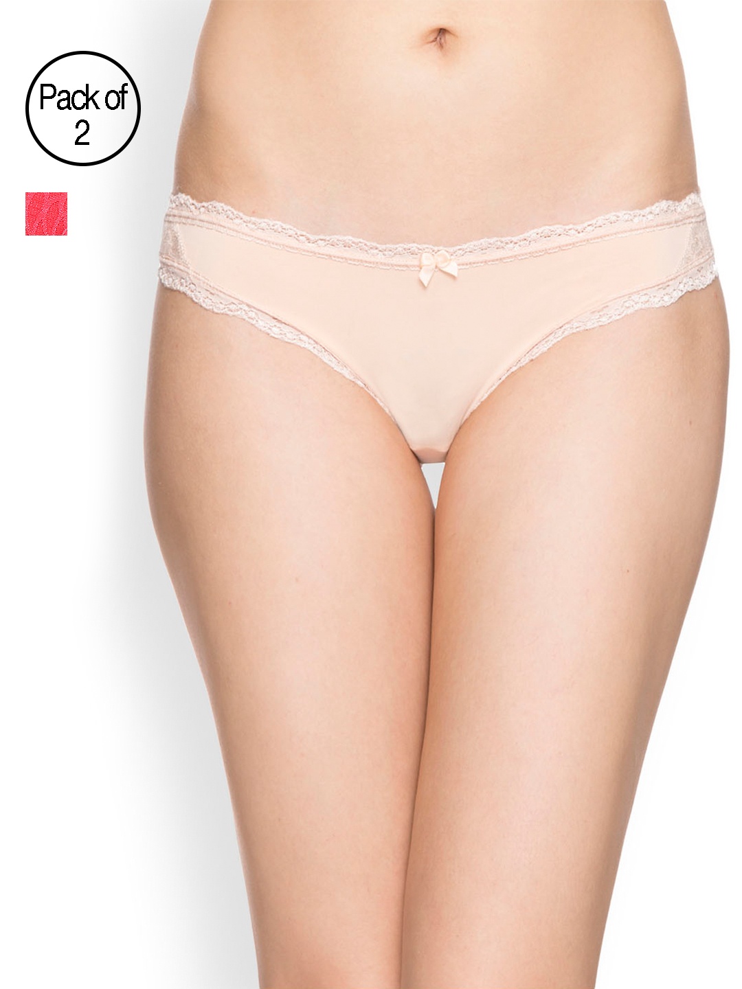

Candyskin Women Pack of 2 Solid Bikini, Nude