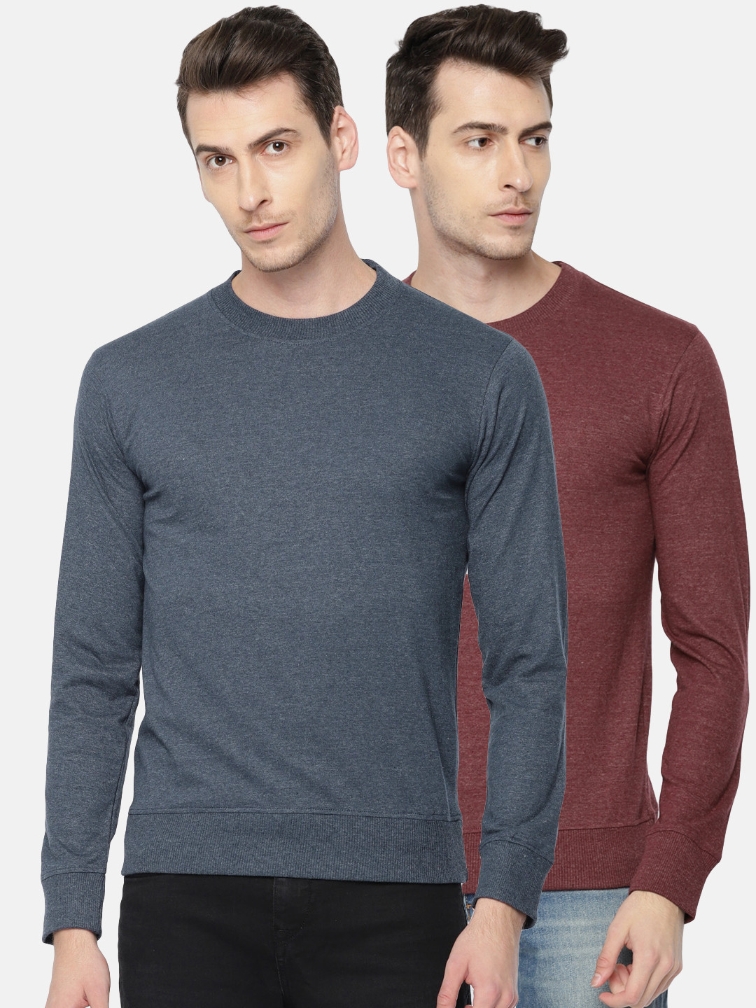 

ARISE Men Pack of 2 Solid T-shirts, Navy blue