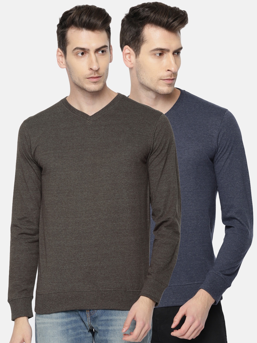

ARISE Men Pack of 2 Solid T-shirts, Navy blue