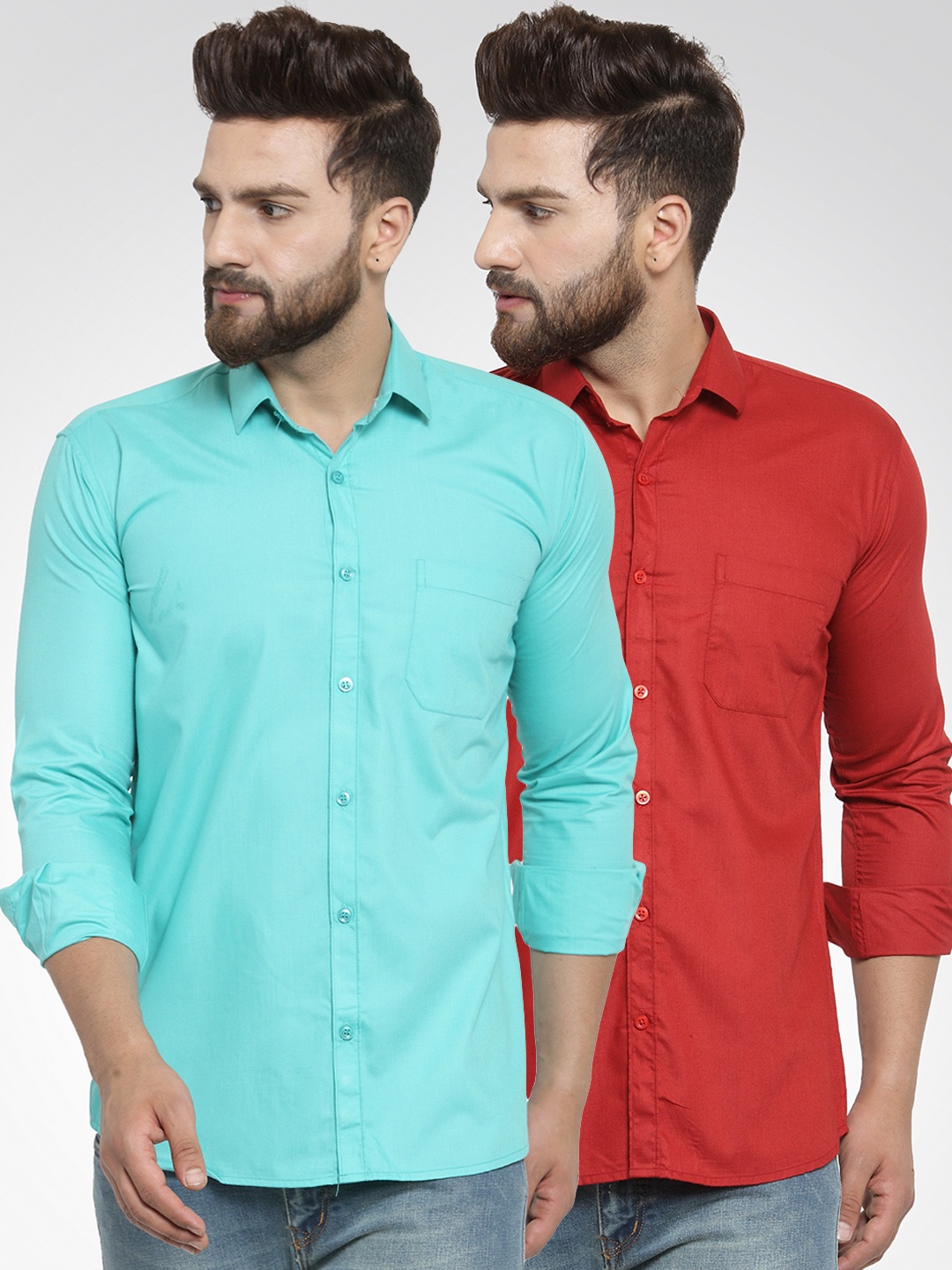 

JAINISH Men Pack of 2 Classics Shirts, Turquoise blue