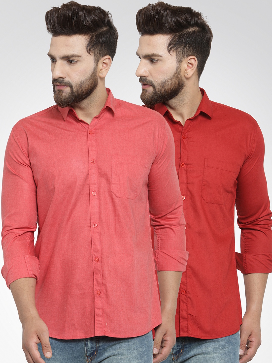 

JAINISH Men Pack of 2 Classic Shirts, Pink