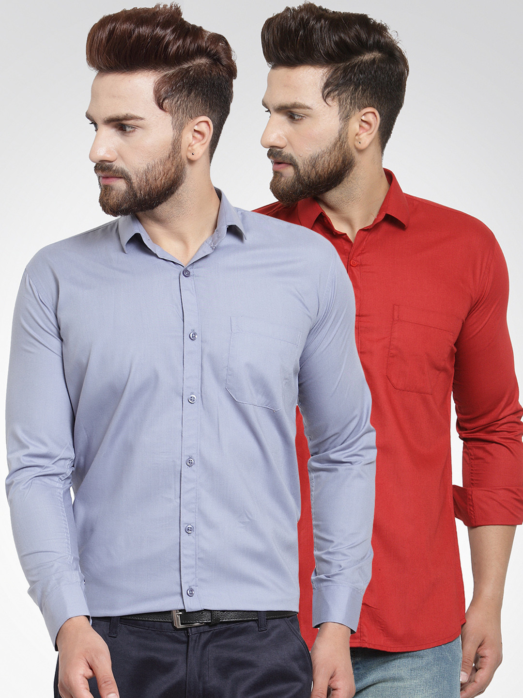 

JAINISH Men Pack of 2 Classic Shirts, Maroon