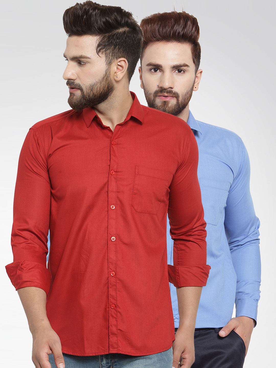 

JAINISH Men Pack of 2 Classic Shirts, Maroon