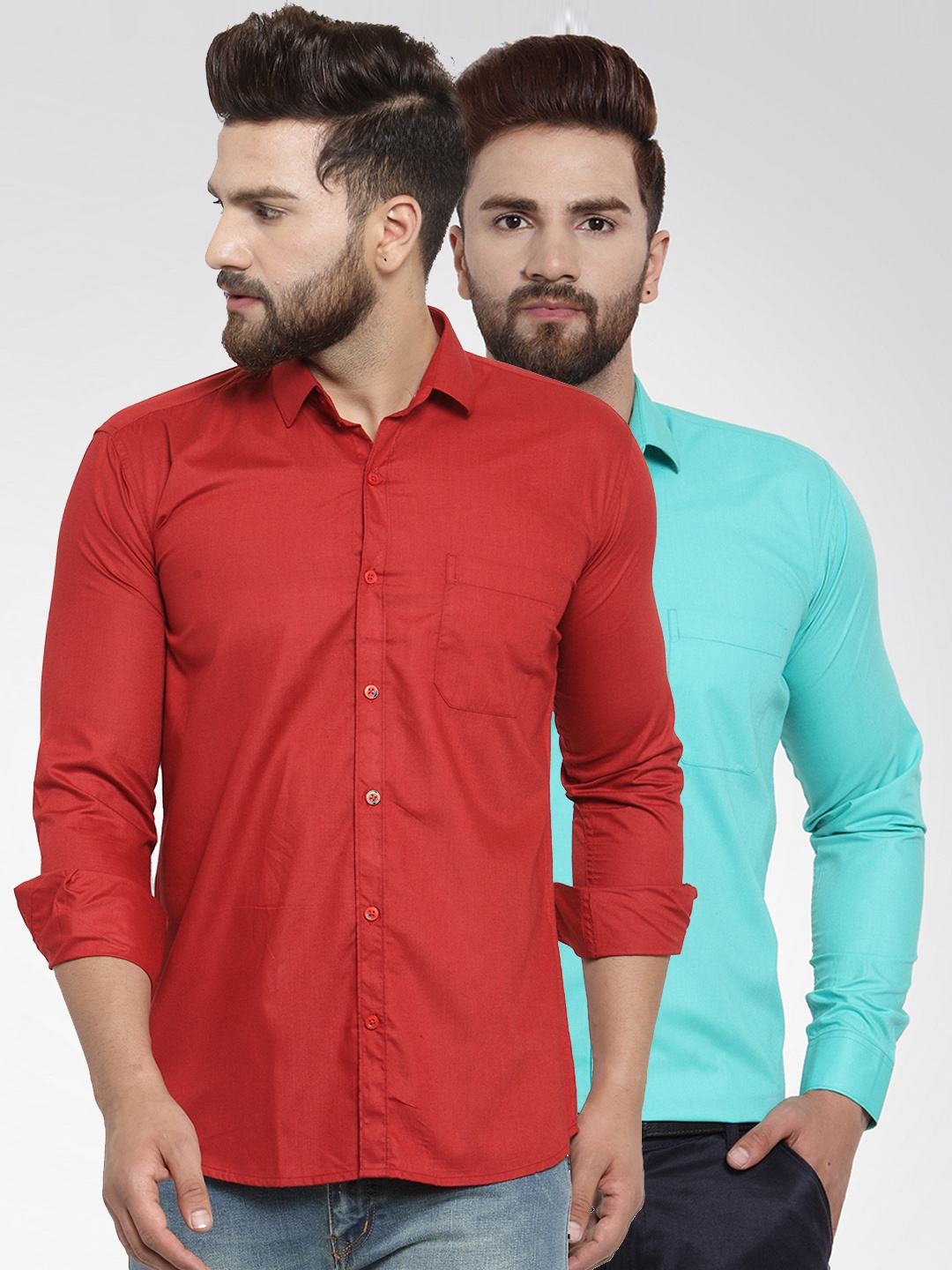 

JAINISH Men Pack of 2 Classic Shirts, Red