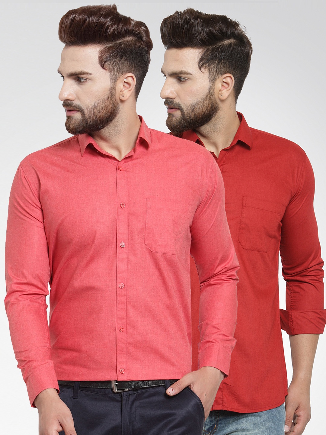

JAINISH Men Pack of 2 Classic Shirts, Orange
