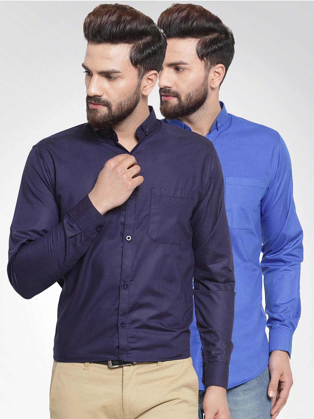

JAINISH Men Pack of 2 Solid Shirts, Navy blue