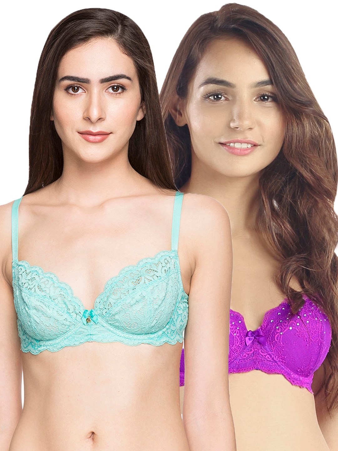 

Candyskin Demi Bra Combo CS04Purple- CS08Teal Pack of 2, Purple