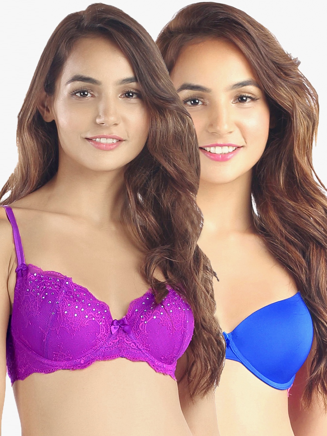 

Candyskin Lightly Padded and Demi Bra Combo CS04Purple- CS05Blue Pack of 2, Purple