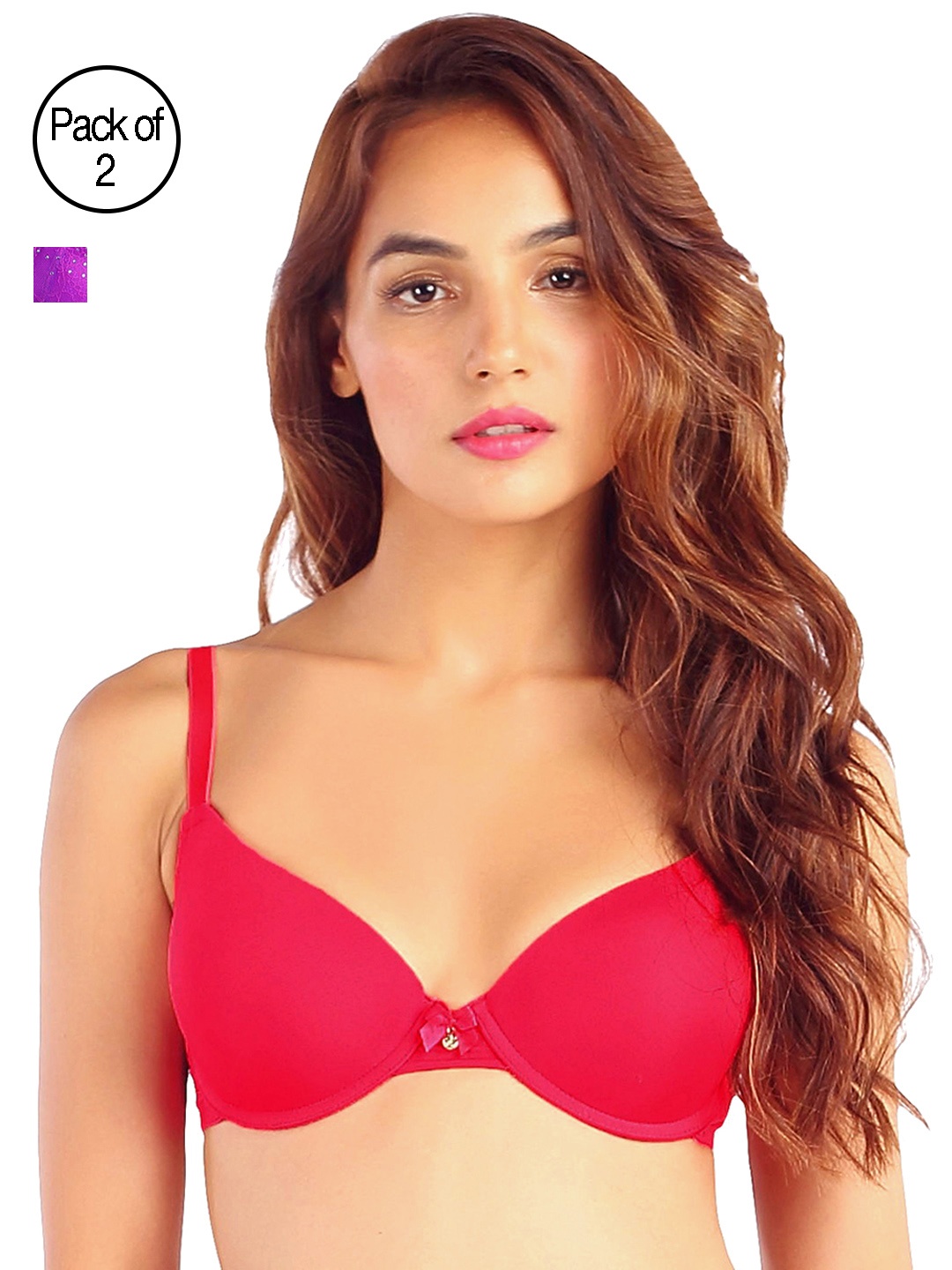 

Candyskin Heavily Padded and Demi Bra Combo CS01Red- CS04Purple Pack of 2, Purple