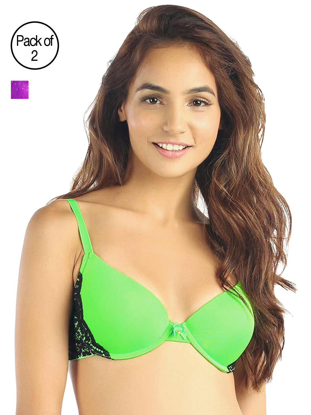 

Candyskin Heavily Padded and Demi Bra Combo CS02Green- CS04Purple Pack of 2, Purple