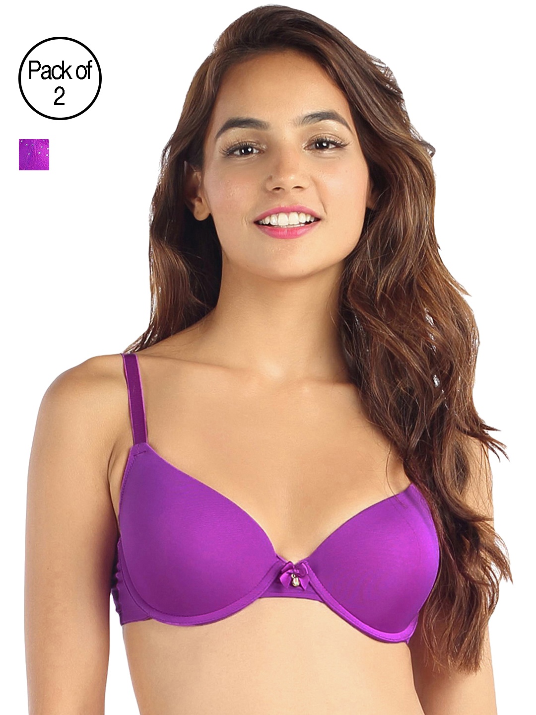 

Candyskin Heavily Padded and Demi Bra Combo CS01Purple- CS04Purple Pack of 2, Purple