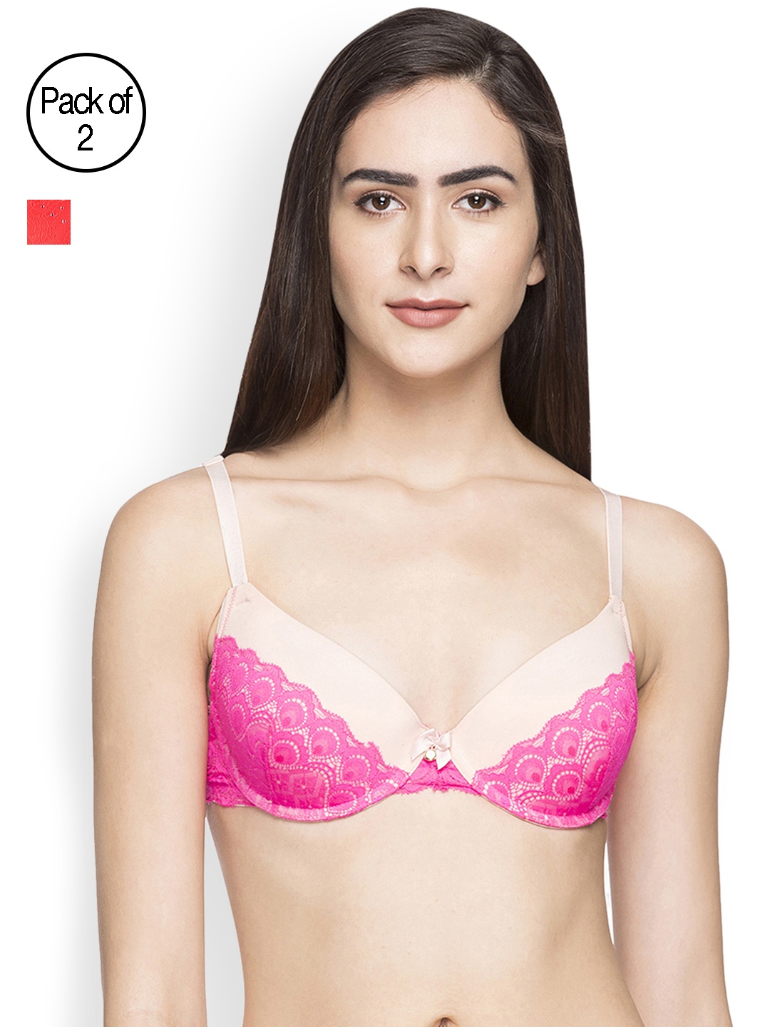 

Candyskin Heavily Padded and Demi Bra Combo CS04-9Black- CS05APink Pack of 2, Pink