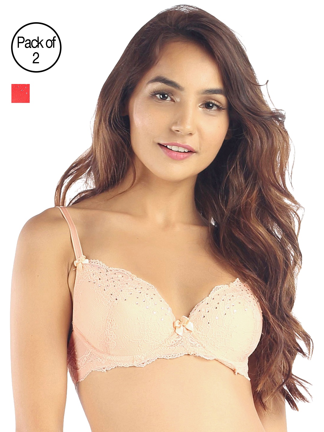 

Candyskin Demi Bra Combo CS04Nude- CS04Red Pack of 2, Nude