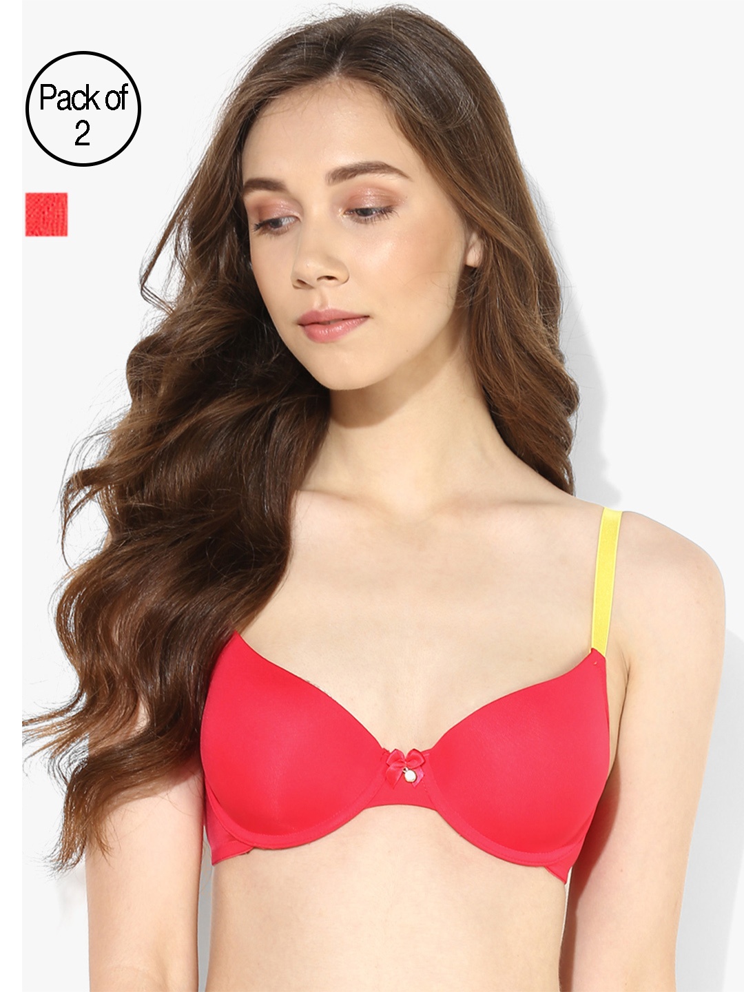 

Candyskin Heavily Padded and Demi Bra Combo CS04-9Black- CS05APink Pack of 2, Red