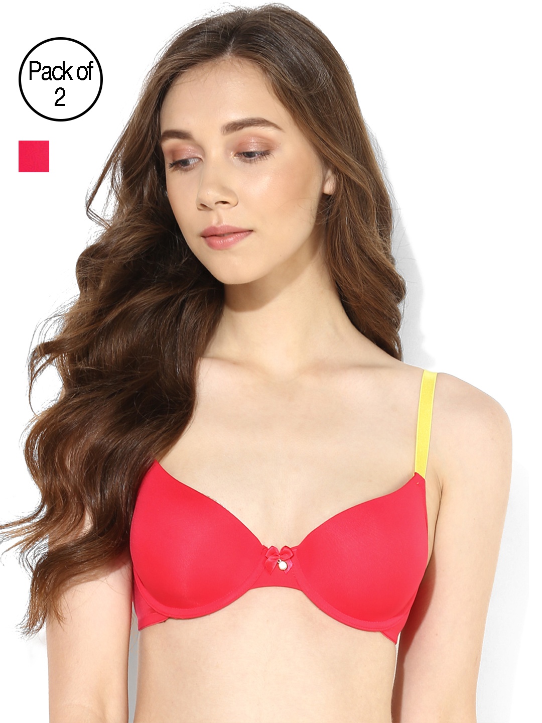 

Candyskin Heavily Padded and Demi Bra Combo CS04-9Black- CS05APink Pack of 2, Red