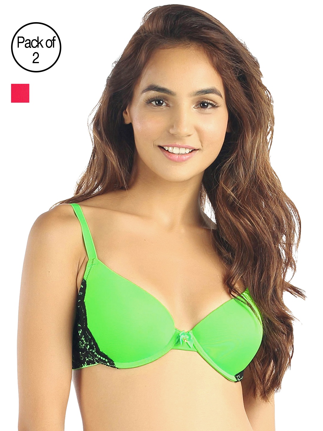 

Candyskin Heavily Padded and Demi Bra Combo CS04-9Black- CS05APink Pack of 2, Green