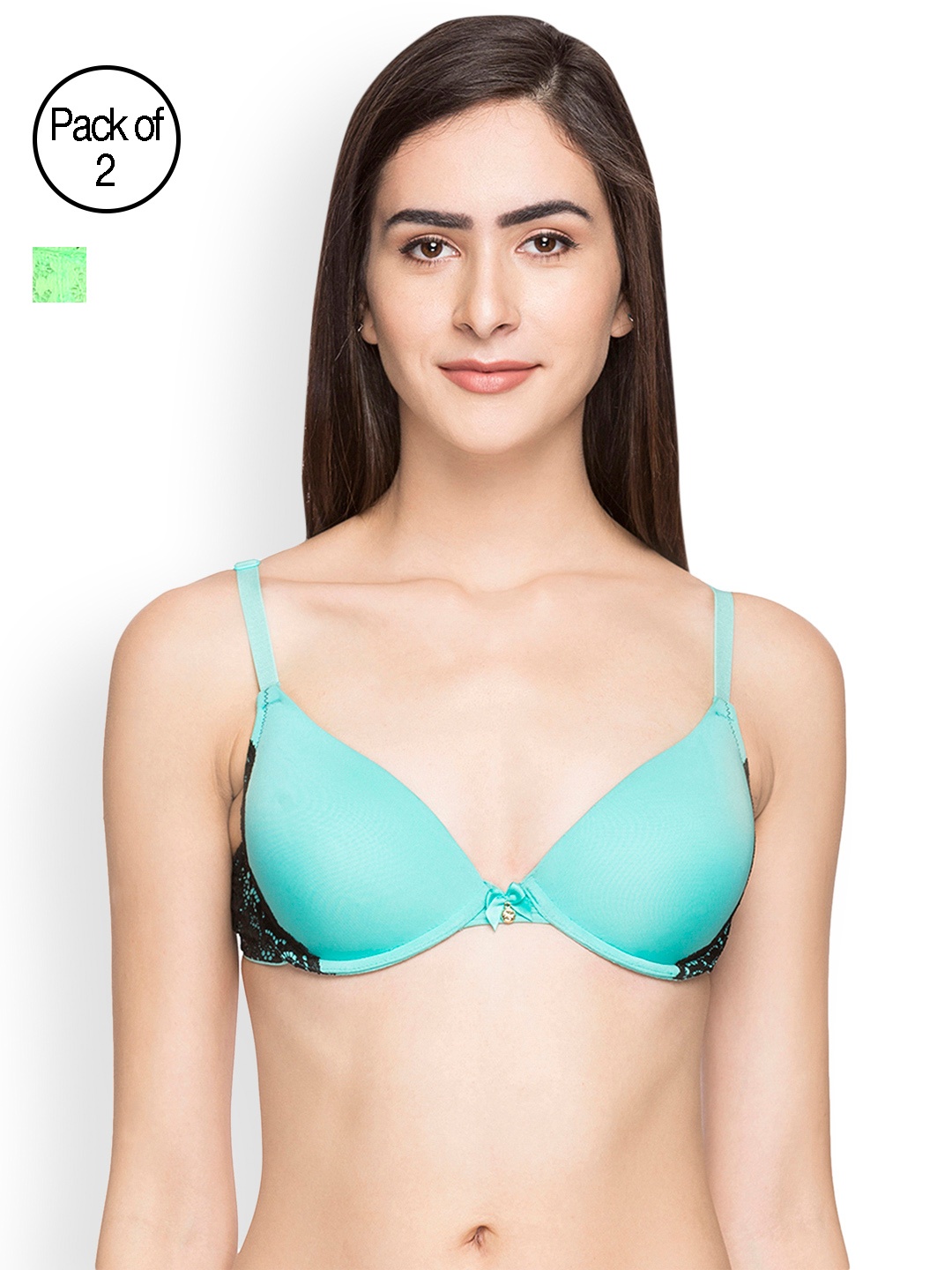 

Candyskin Heavily Padded and Demi Bra Combo CS04-9Black- CS05APink Pack of 2, Blue