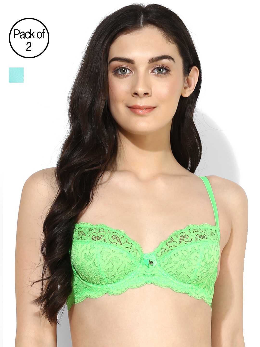

Candyskin Heavily Padded and Demi Bra Combo CS04-9Black- CS05APink Pack of 2, Green