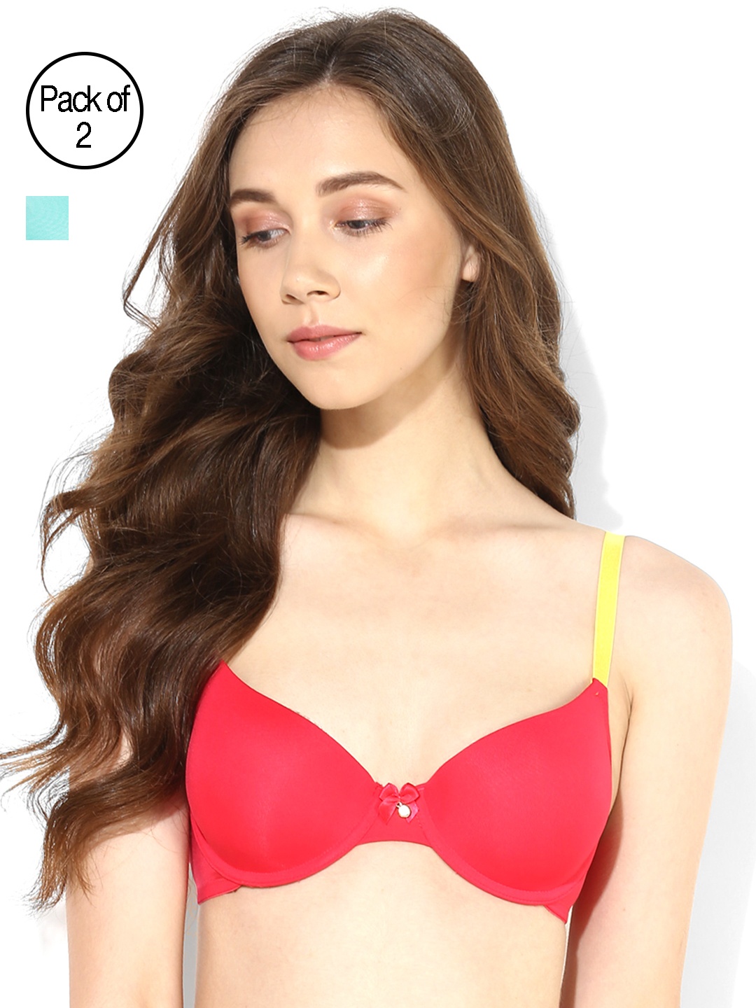 

Candyskin Heavily Padded and Demi Bra Combo CS04-9Black- CS05APink Pack of 2, Red
