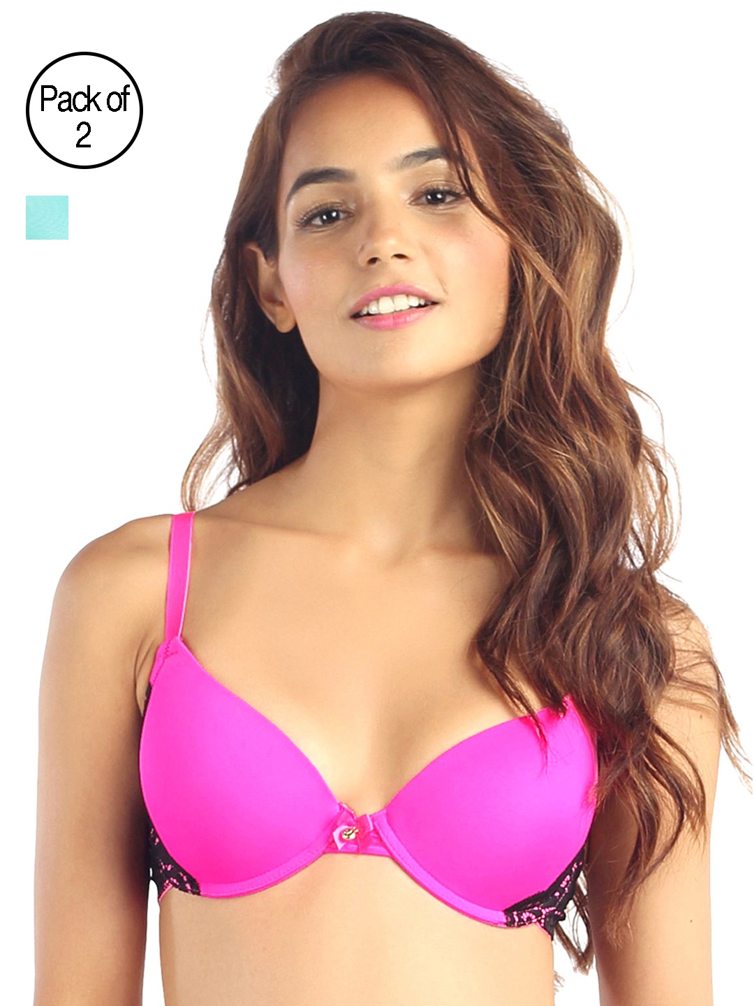 

Candyskin Heavily Padded and Demi Bra Combo CS04-9Black- CS05APink Pack of 2, Pink