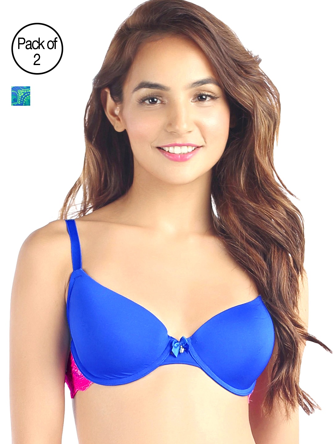 

Candyskin Heavily Padded and Demi Bra Combo CS04-9Black- CS05APink Pack of 2, Blue