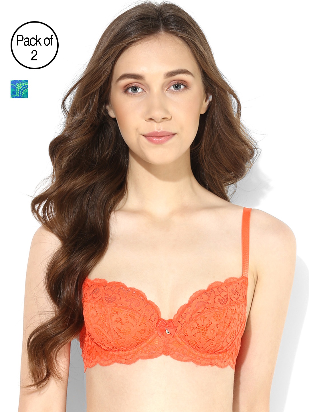

Candyskin Heavily Padded and Demi Bra Combo CS04-9Black- CS05APink Pack of 2, Green