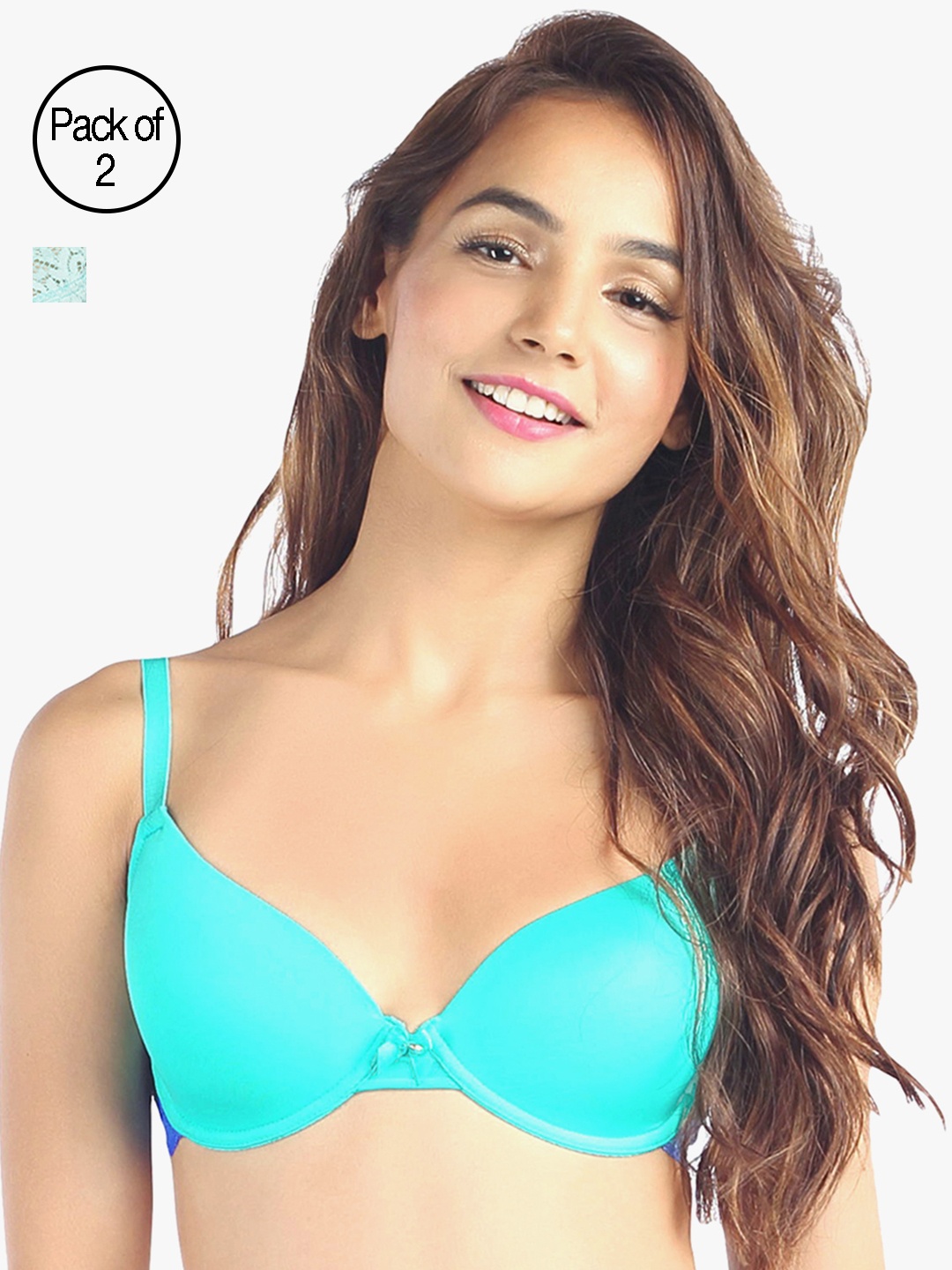 

Candyskin Heavily Padded and Demi Bra Combo CS04-9Black- CS05APink Pack of 2, Blue