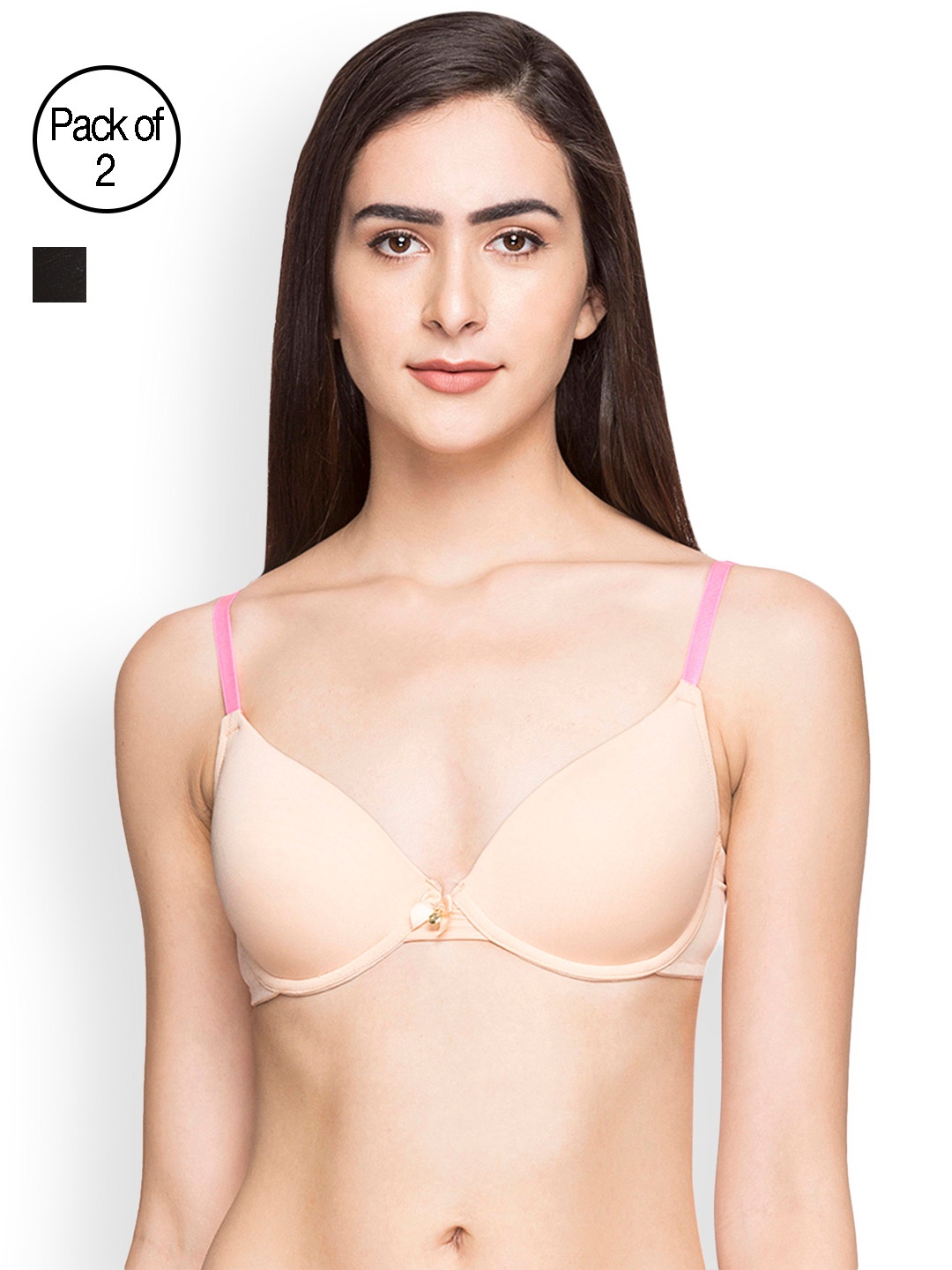 

Candyskin Heavily Padded and Demi Bra Combo CS04-9Black- CS05APink Pack of 2, Pink