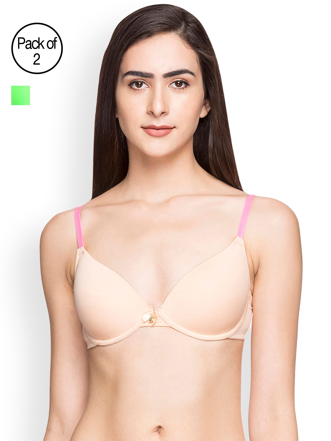

Candyskin Heavily Padded and Demi Bra Combo CS04-9Black- CS05APink Pack of 2, Green