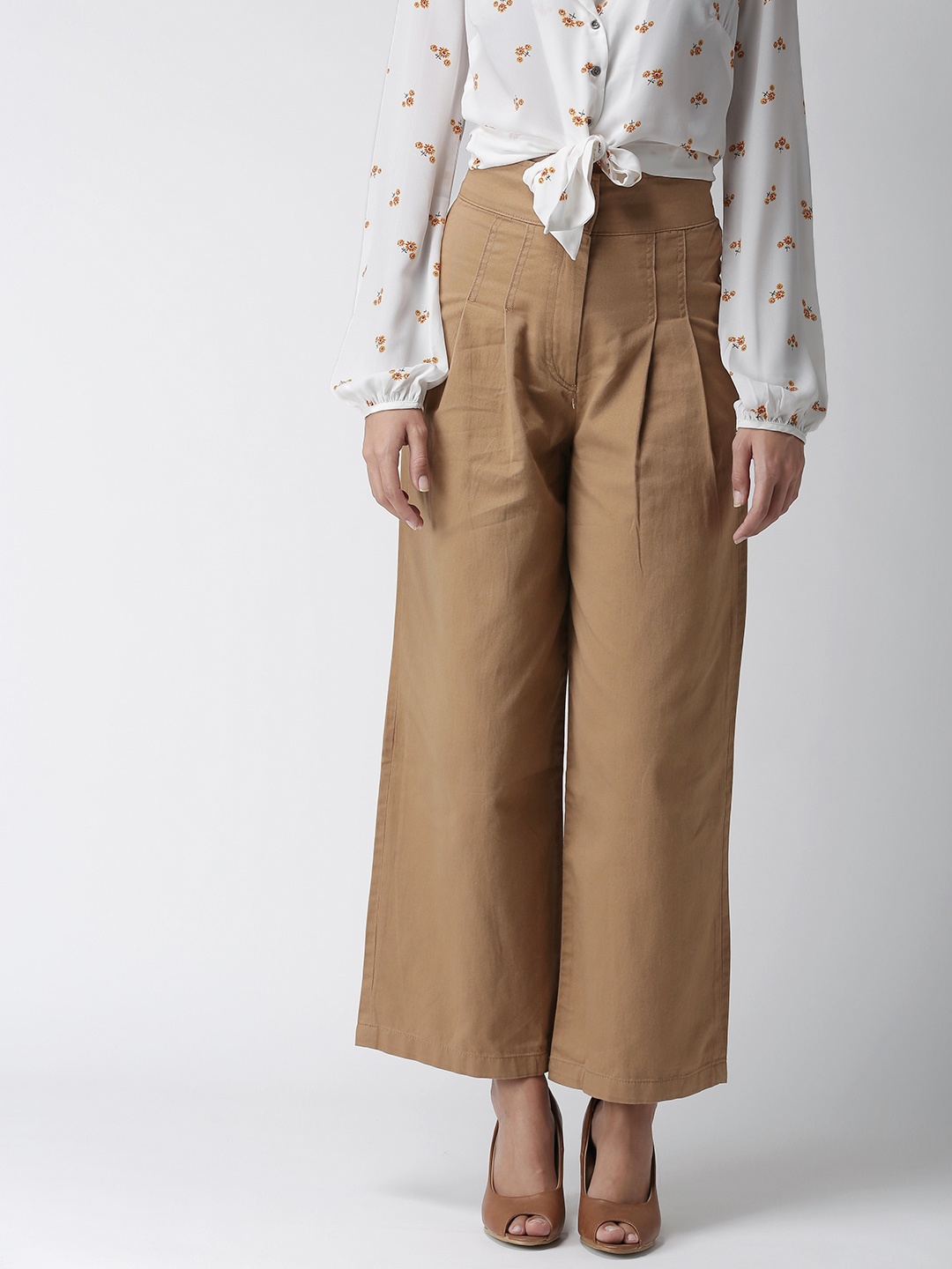 

FOREVER 21 Women Camel Brown Regular Fit Solid Parallel Trousers