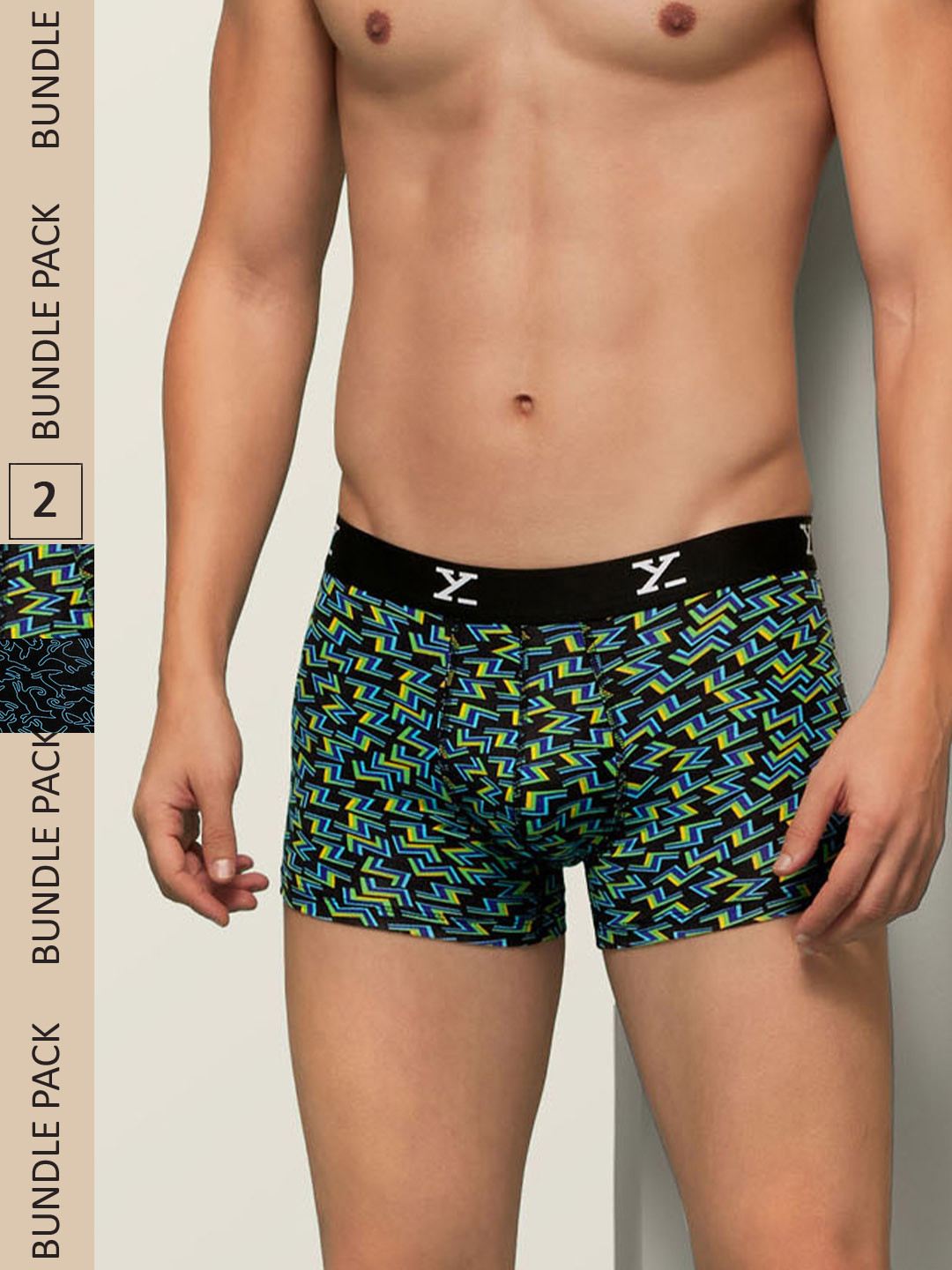 

XYXX Men IntelliSoft Antimicrobial Micro Modal Pack of 2 Shuffle Trunks XYTRNK2PCKN226, Black