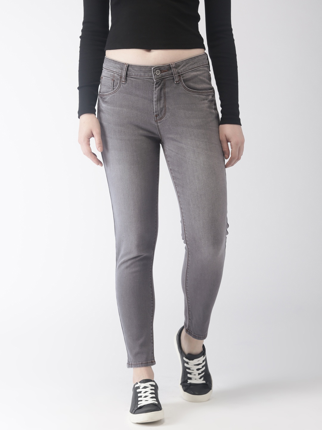 

Flying Machine Women Grey Veronica Skinny Fit Mid-Rise Stretchable Cropped Jeans