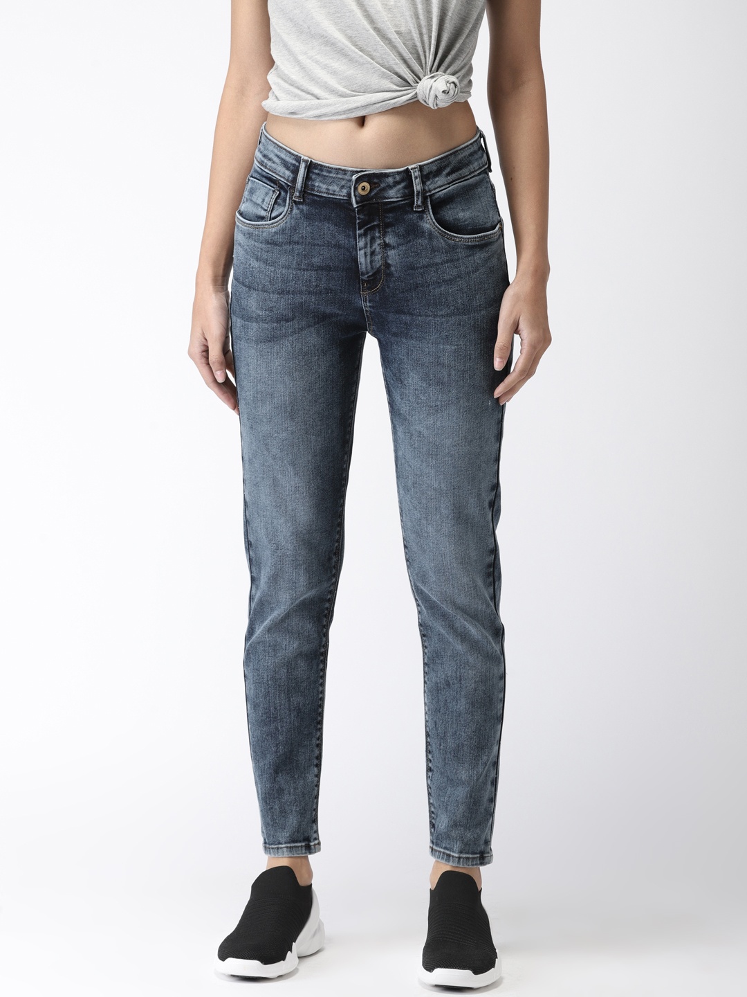 

Flying Machine Women Veronica Blue Skinny Fit Mid-Rise Clean Look Cropped Jeans