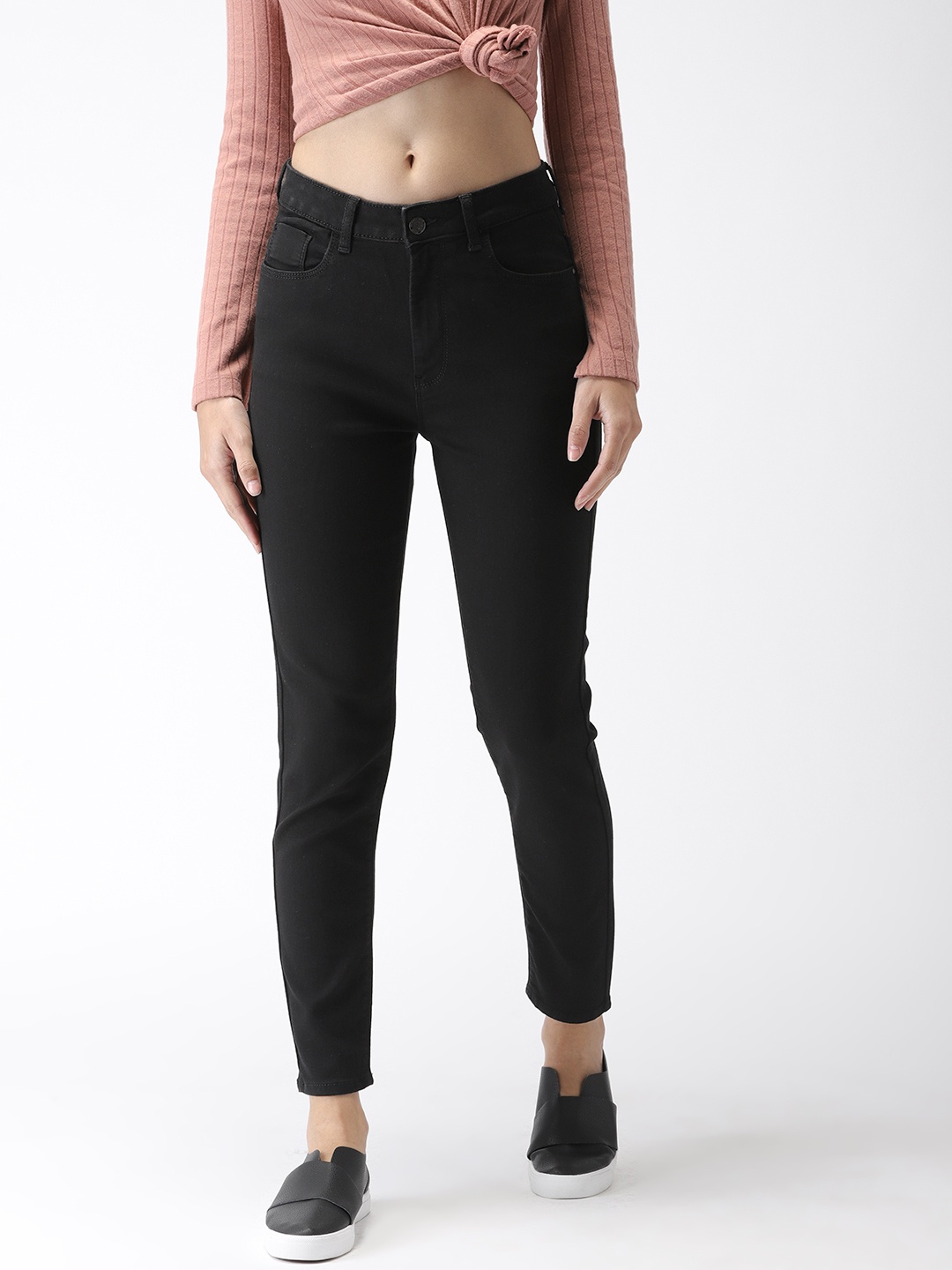 

Flying Machine Women Black Veronica Skinny High-Rise Clean Look Stretchable Cropped Jeans