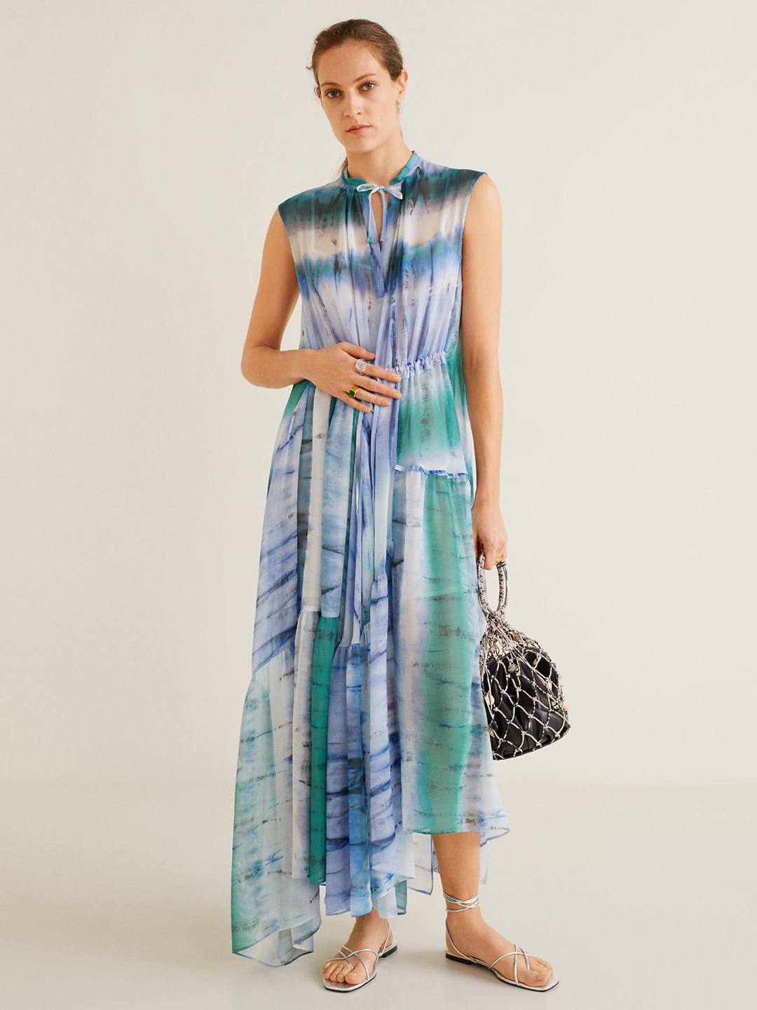 

MANGO Women Blue & Green Dyed Maxi Dress