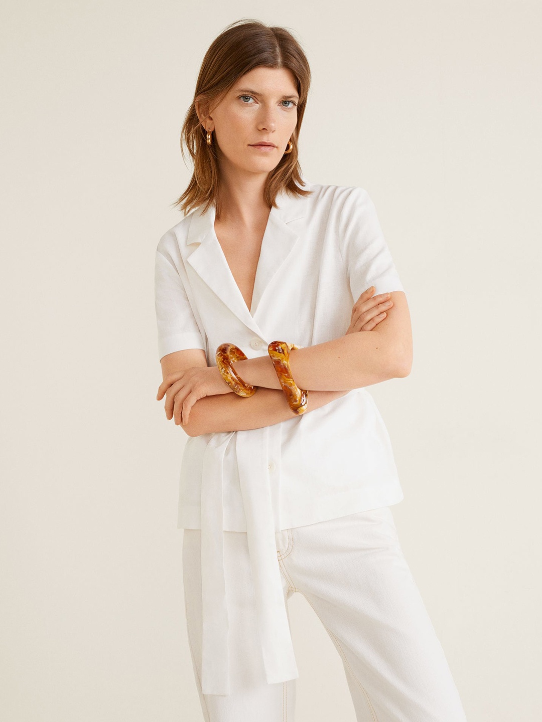 

MANGO Women White Regular Fit Solid Casual Shirt