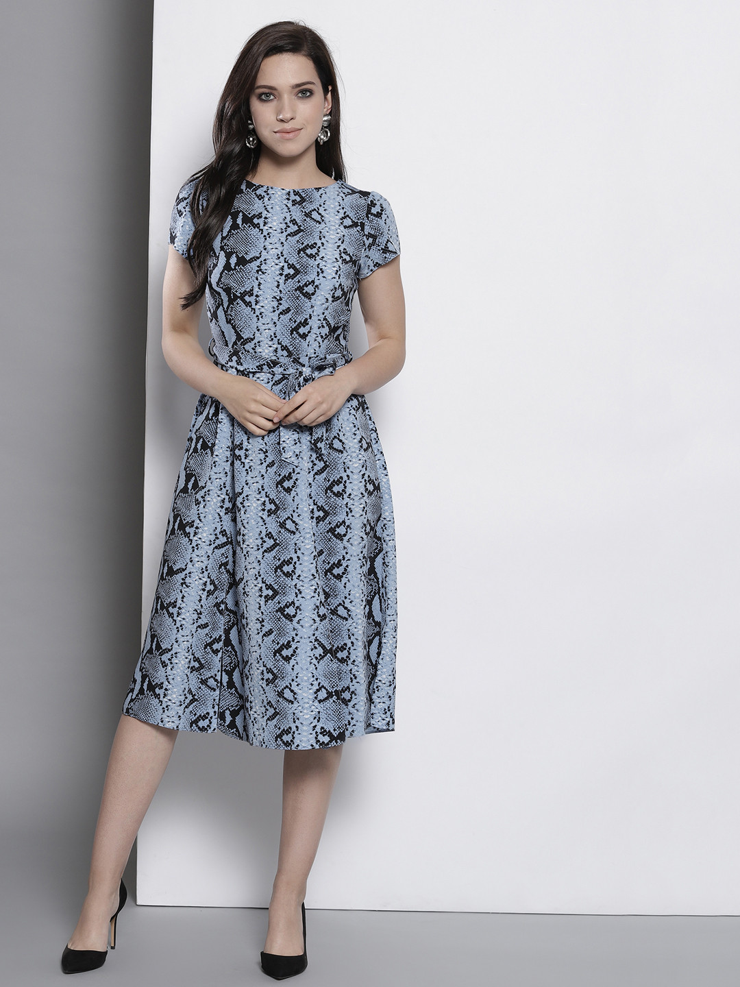 

DOROTHY PERKINS Women Blue Animal Print A-Line Dress