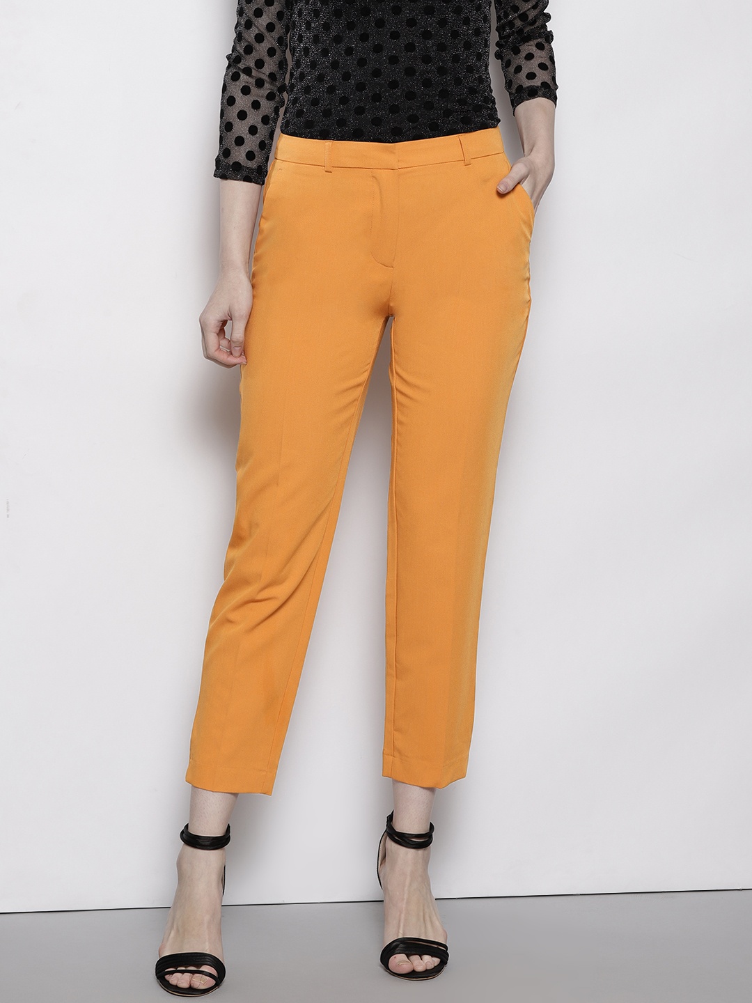 

DOROTHY PERKINS Women Mustard Yellow Regular Fit Solid Regular Trousers