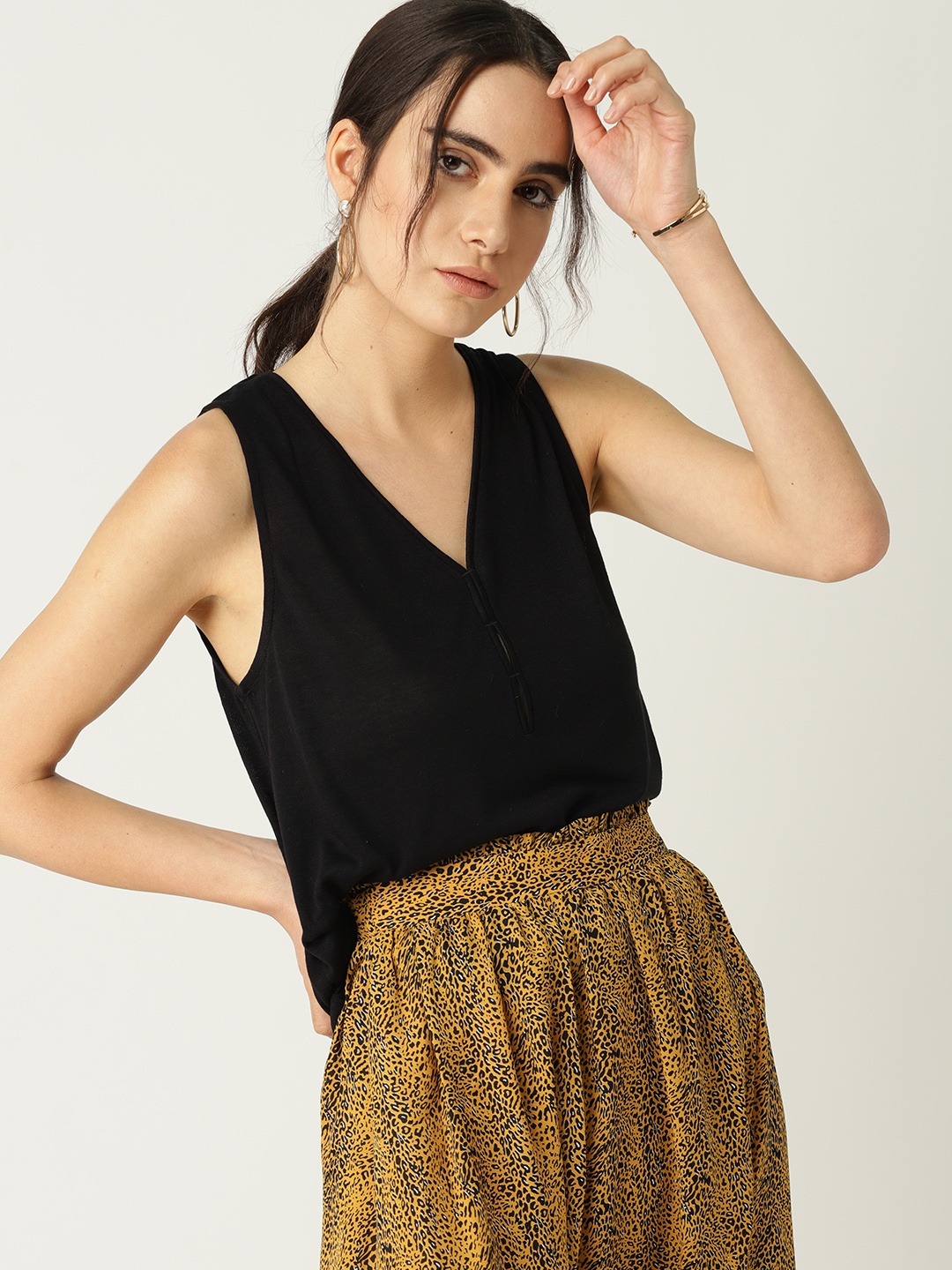 

MANGO Women Black Solid Top
