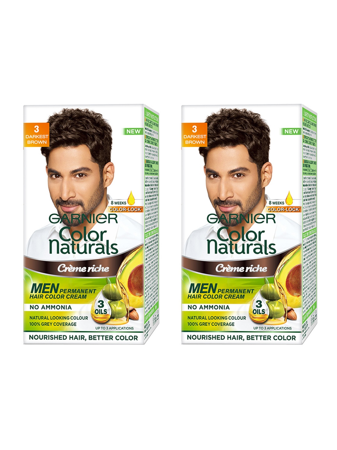 

Garnier Color Naturals Men Set of 2 Darkest Brown Hair Colour 3, White