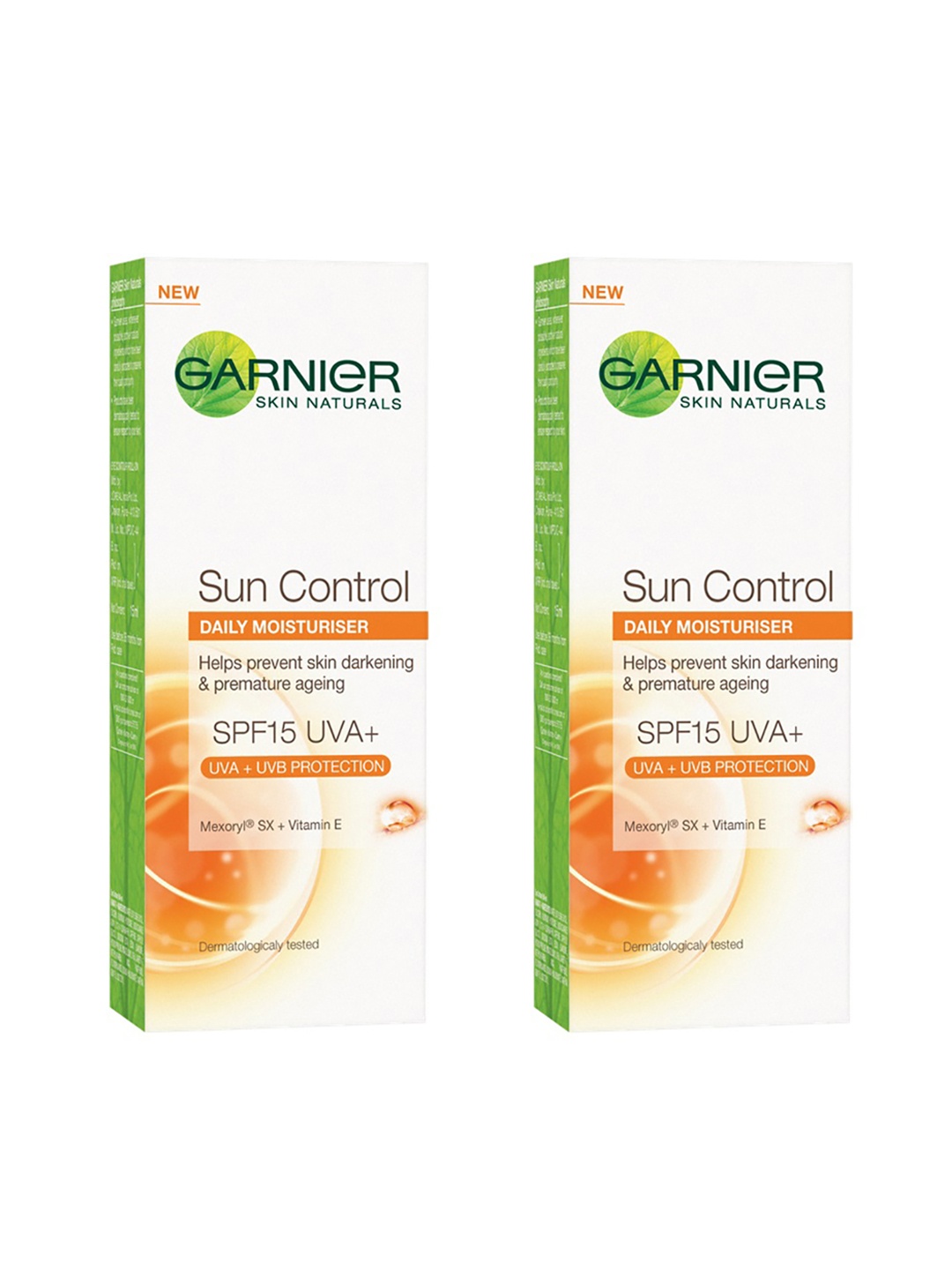 

Garnier Women Set of 2 Skin Naturals Sun Control Daily Moisturisers with SPF 15, White