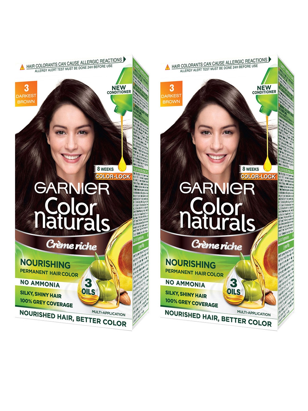 

Garnier Set Of 2 Color Naturals Nourishing Permanent Hair Colour - Darkest Brown 3, White