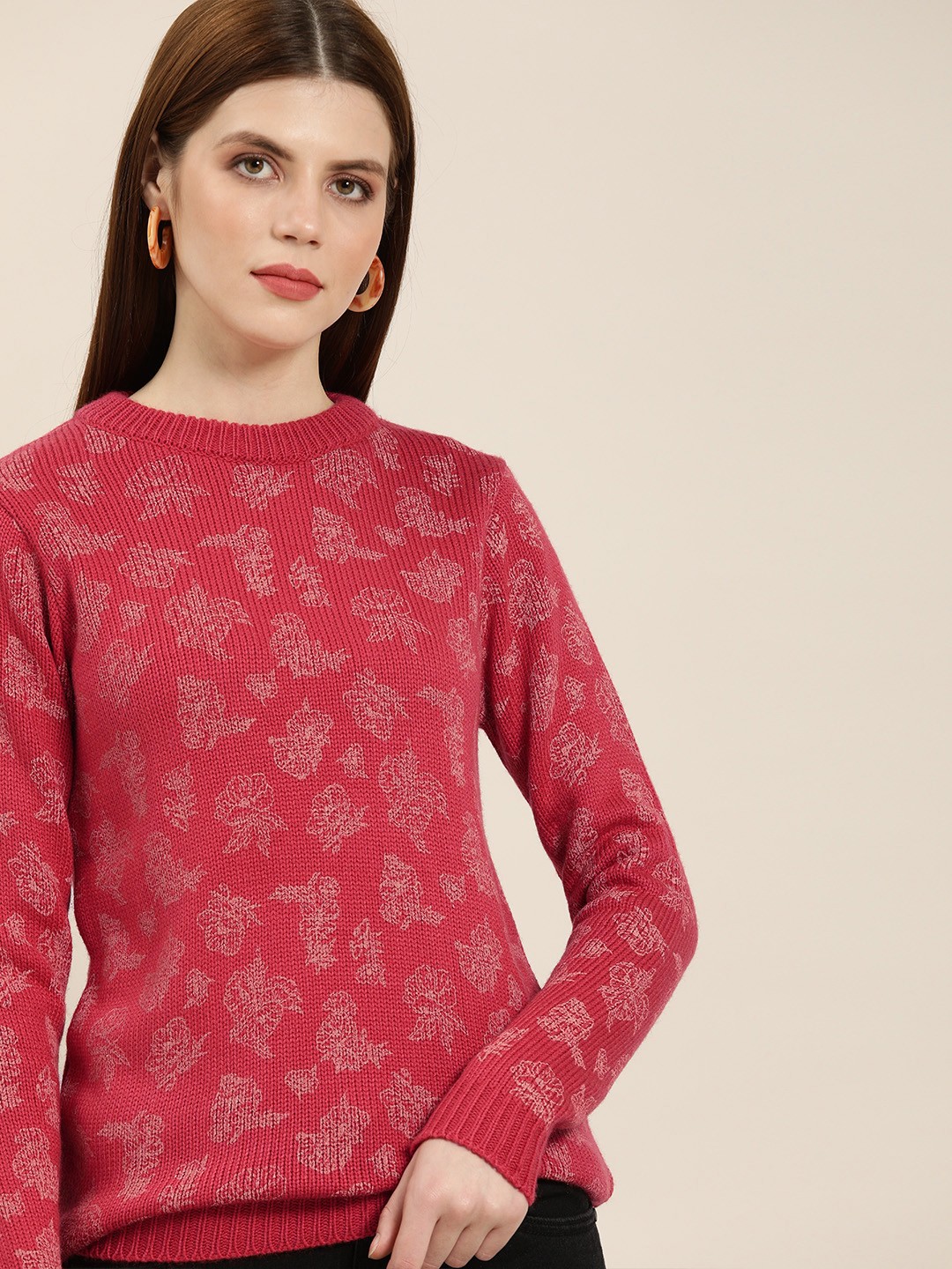 

all about you Pink Printed Pullover Sweater