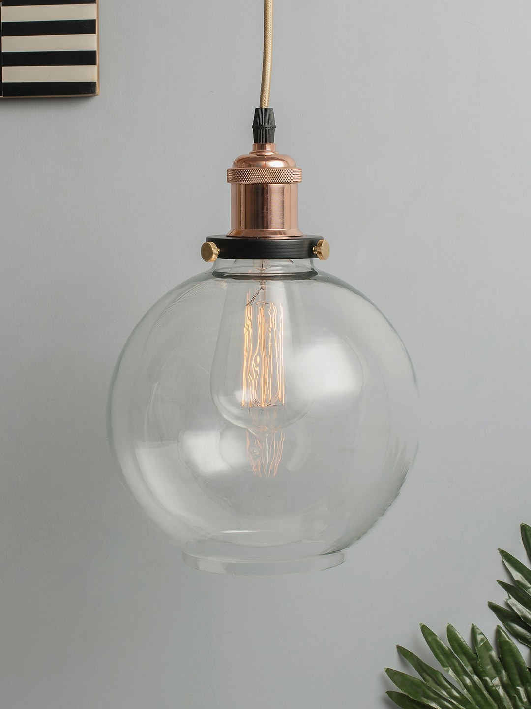 

Homesake Brown & Transparent Solid Glass Handcrafted Pendent Lamp