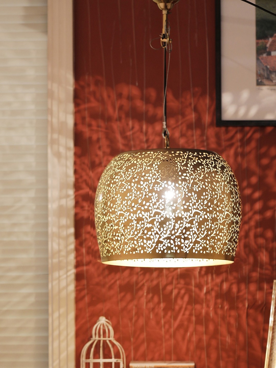 

THE LIGHT STORE Gold-Toned Self Design Hanging Light